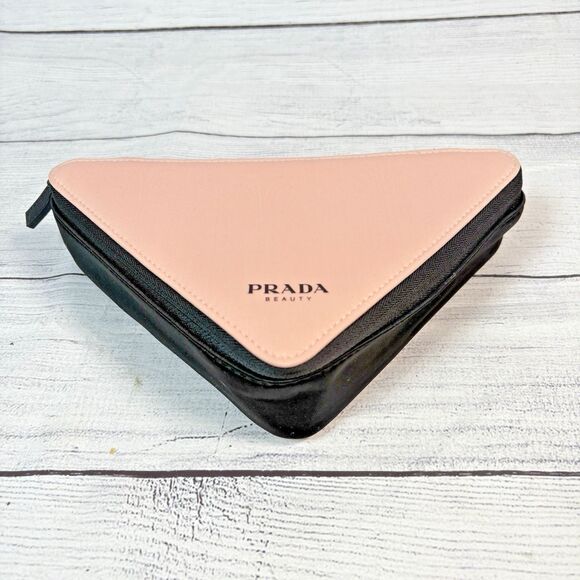 PRADA PARADOXE Beauty Pouch Pink/Black Triangle Bag Cosmetic Makeup Case - Picture 1 of 6